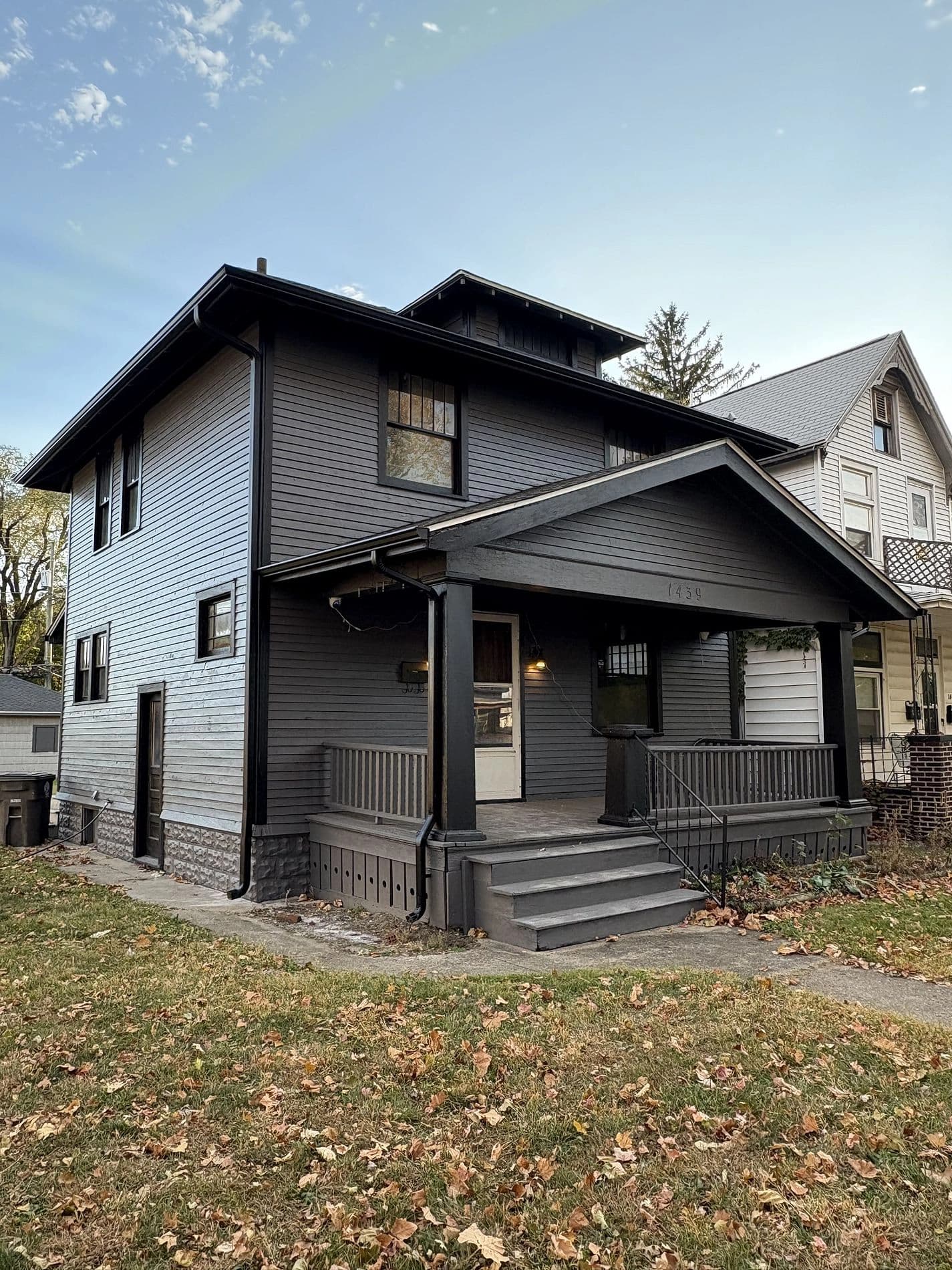 Seamless gutters and downspouts installed on an Indiana home